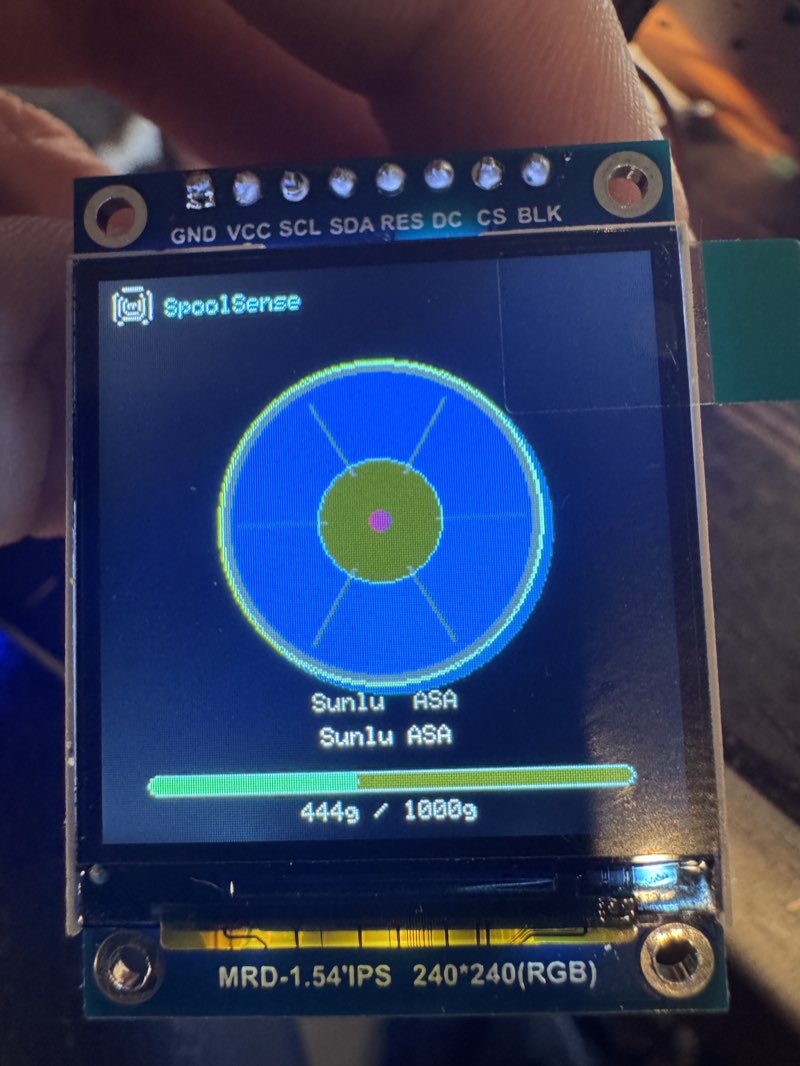 TFT display showing scanned spool